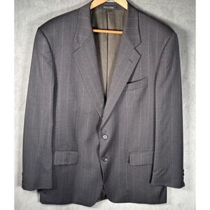Lubiam Suit Jacket Mens 54R 44R US Gray Pinstripe Barney's 100% Wool Italy